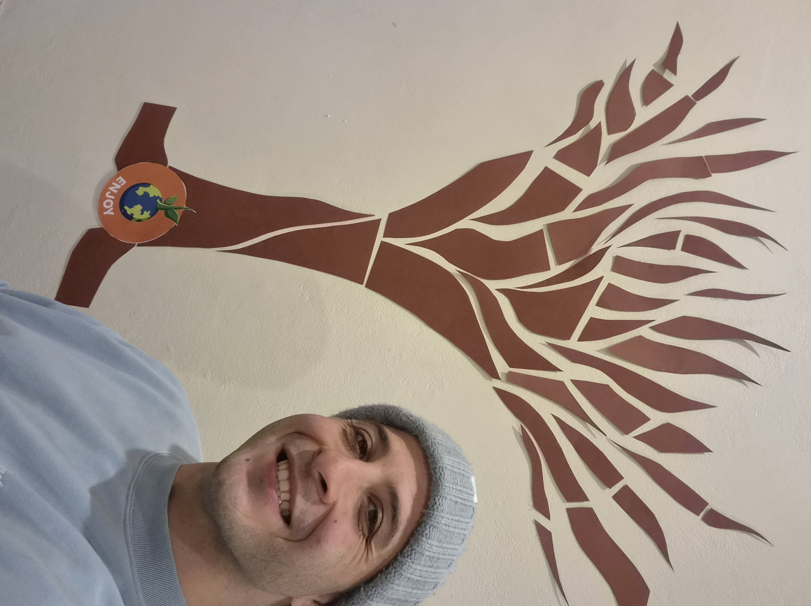 The Its Treehouse Time SKILL TREE craft, made from cut paper on a wall